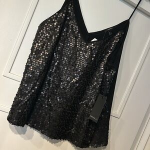 Black Sequin Tank Top-NWT-sz L